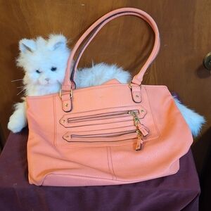 Peach Handbag with Gold Accents